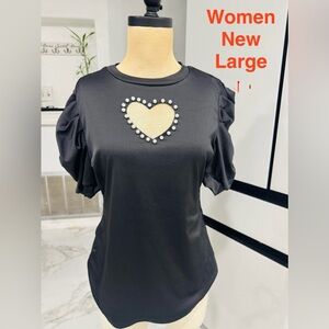 Elegant Black Heart Cutout Top